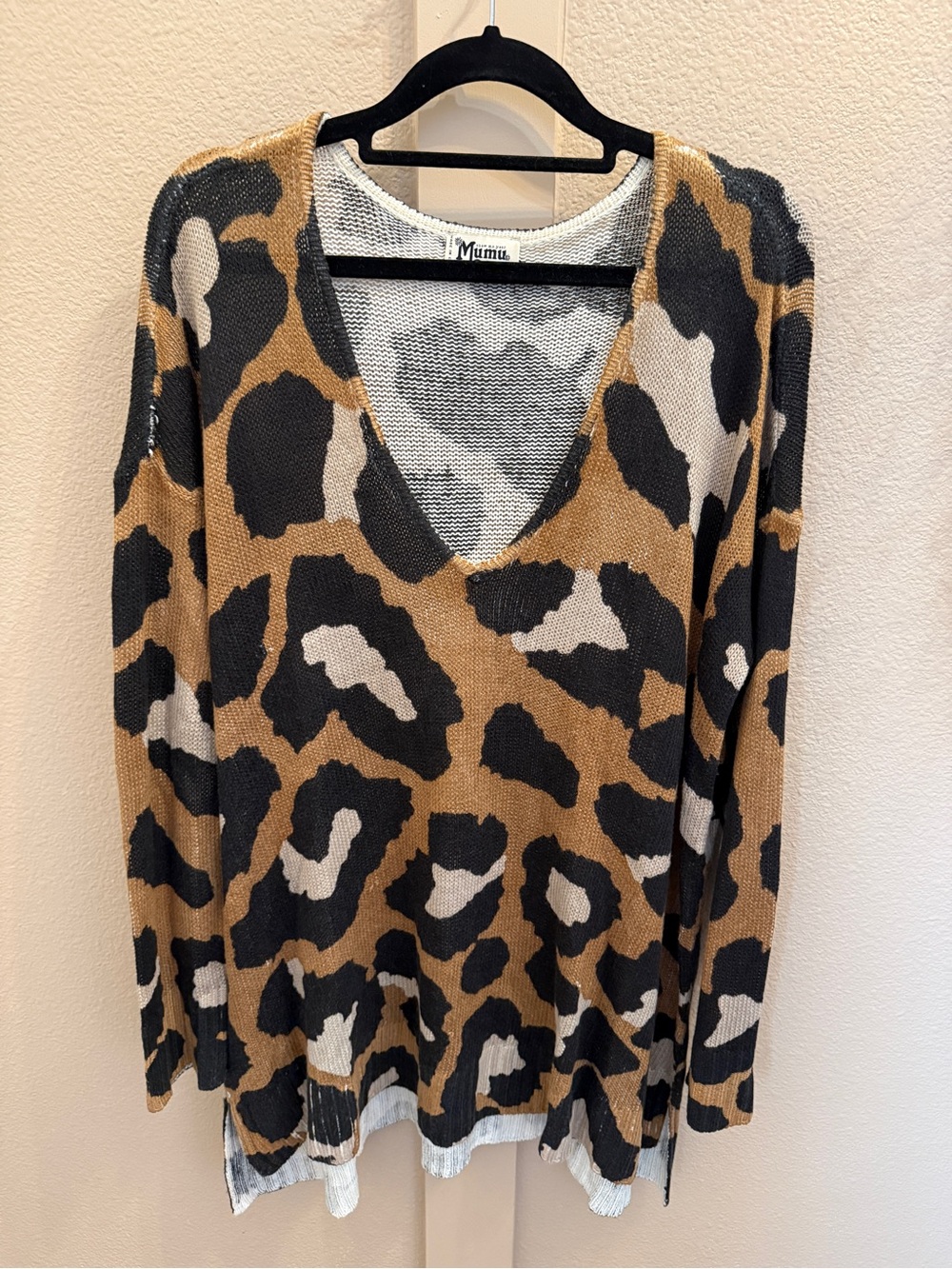 Show Me Your MuMu Leopard V-Neck Sweater - Brown/Black/Cream